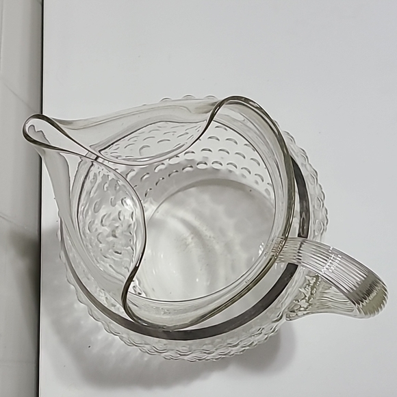 Vintage glass pitcher silver line around the body - Picture 4 of 8